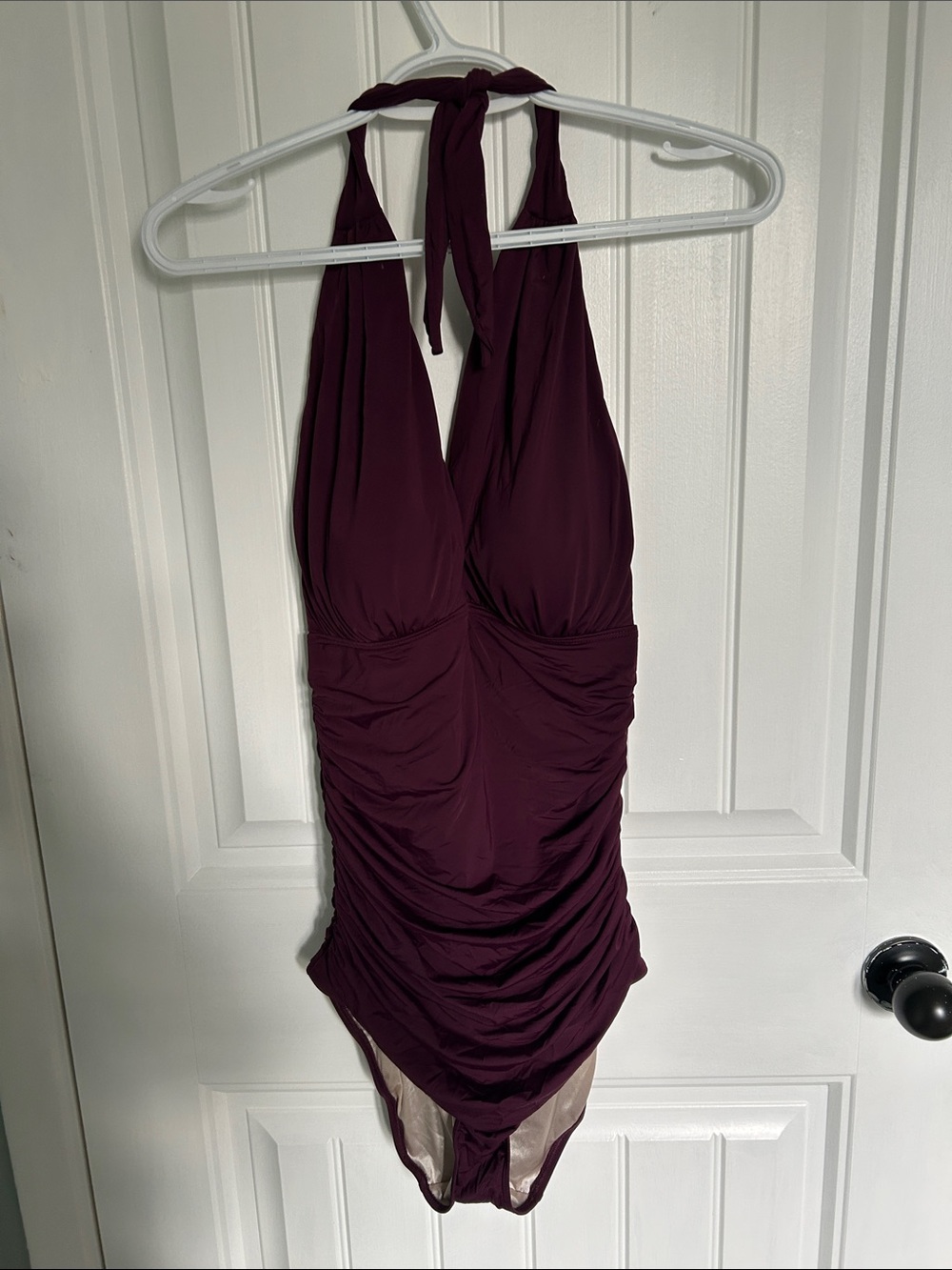 Victoria's Secret Deep Plum/Purple Halter Ruched One-Piece Swimsuit